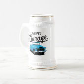 Blauw antiek truck aangepaste bierpul (Voorkant links)