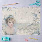 Blauw Antiek Victoriaans Bloemendecoupage Tissuepapier (Craft)