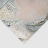 Blauw Antiek Victoriaans Bloemendecoupage Tissuepapier (Detail)