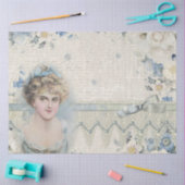 Blauw Antiek  Victoriaans ontkoppeling van Floral Tissuepapier (Craft)
