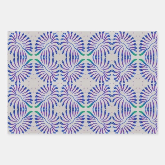 Blauw antifloraal inpakpapier vel (Voorkant 3)