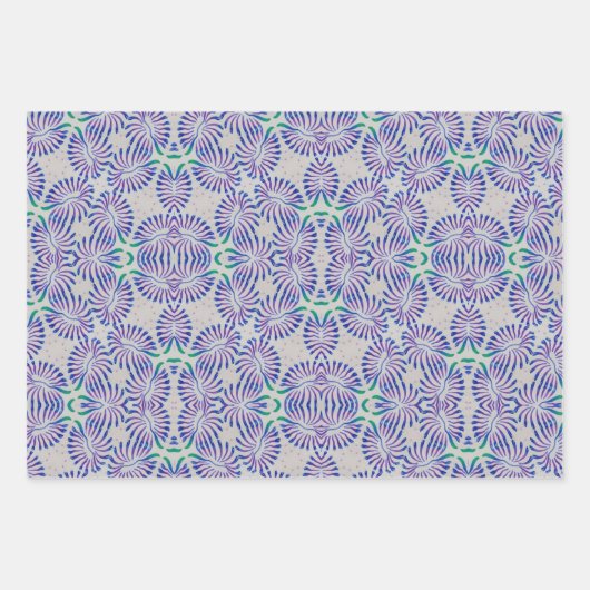 Blauw antifloraal inpakpapier vel (Voorkant 2)