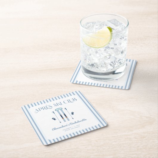 Blauw Apres Ski Bachelorette Feestje Kartonnen Onderzetters (Insitu)