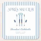 Blauw Apres Ski Bachelorette Feestje Kartonnen Onderzetters (Voorkant)