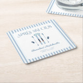 Blauw Apres Ski vrijgezellenfeest Kartonnen Onderzetters (Schuin)