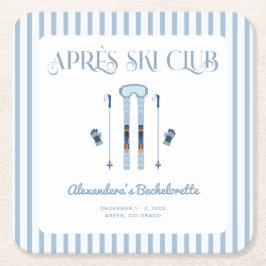 Blauw Apres Ski vrijgezellenfeest Kartonnen Onderzetters
