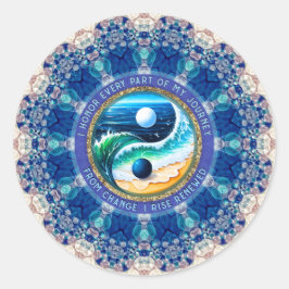 Blauw Aqua Balans Stijg Reis Bevestiging Ronde Sticker
