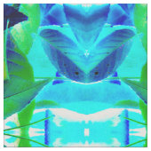 Blauw Aqua Bladeren Stof (Close Up)