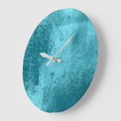 Blauw Aqua Blauw Metallic Glas Grijs Minimaal Grote Klok (Hoek)