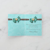 Blauw aqua bruine edelsteen boog bloemig bedankkaart (Binnen)