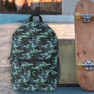 Blauw Aqua Camouflage Patroon Monogram Bedrukte Rugzak
