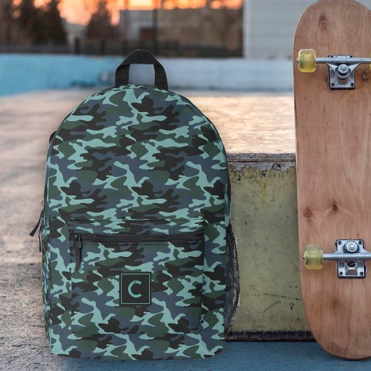 Blauw Aqua Camouflage Patroon Monogram Bedrukte Rugzak