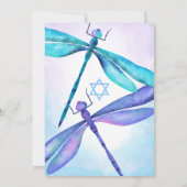 Blauw, Aqua Dragonfly Bat Mitzvah Kaart (Achterkant)