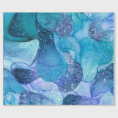 Blauw aqua-dun marmerontwerp cadeaupapier (Vlak)