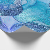 Blauw aqua-dun marmerontwerp cadeaupapier (Hoek)