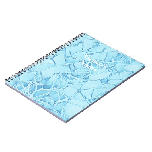 Blauw aqua en wit tot monogram notitieboek (Linkerzijde)