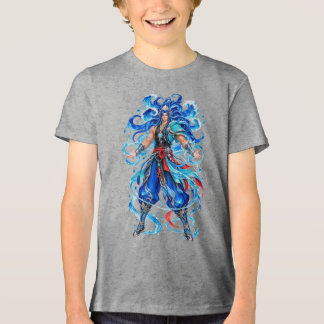 Blauw Aqua Godin Fantasy Krijger T-Shirt