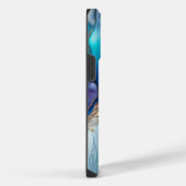 Blauw Aqua Goud Marmer Script Naam iPhone Hoesje (Rechterkant)
