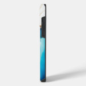 Blauw Aqua Goud Marmer Script Naam iPhone Hoesje (Linkerkant)