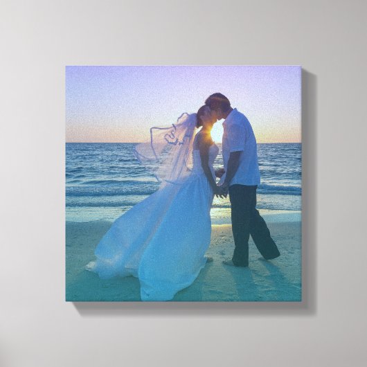 Blauw Aqua Gradiënt Overlay Trouwfoto Canvas Afdruk (Voorkant)