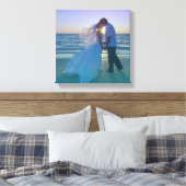 Blauw Aqua Gradiënt Overlay Trouwfoto Canvas Afdruk (Insitu (Slaapkamer))