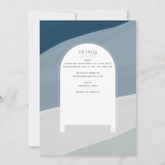 Blauw Aqua  Katholieke Huwelijksmis Foto Bruiloft Kaart (Achterkant)