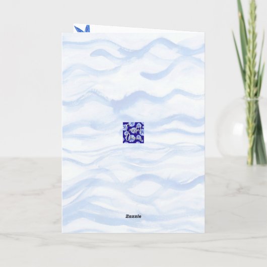 Blauw-aqua koraalsilhouette kaart (Achterkant)