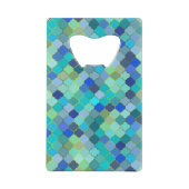 Blauw Aqua Marokkaans Mozaïek Creditkaart Flessenopener (Voorkant)