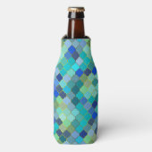 Blauw Aqua Marokkaans Mozaïek Flesjeskoeler (Fles Voorkant)