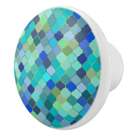 Blauw Aqua Marokkaans Mozaïekpatroon Keramische Knop