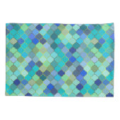 Blauw Aqua Marokkaans Mozaïekpatroon Kussensloop (Achterkant-Links)