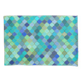 Blauw Aqua Marokkaans Mozaïekpatroon Kussensloop (Voorkant-Links)