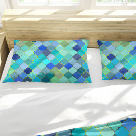 Blauw Aqua Marokkaans Mozaïekpatroon Kussensloop