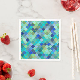 Blauw Aqua Marokkaans Mozaïekpatroon Servet