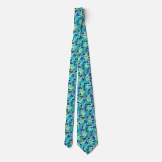 Blauw Aqua Marokkaans Mozaïekpatroon Stropdas (Achterkant)