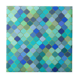 Blauw Aqua Marokkaans Mozaïekpatroon Tegeltje