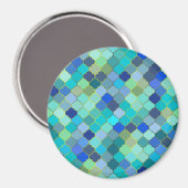 Blauw Aqua Mozaïek uit Marokko Magneet (Voorkant / Achterkant)