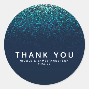 Blauw Aqua Navy Glitters Schittering Zoete 16 Fees Ronde Sticker