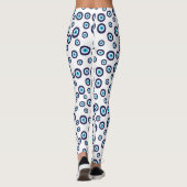 Blauw Aqua Wit Nazar Evil Eye cirkels patroon Leggings (Achterkant)