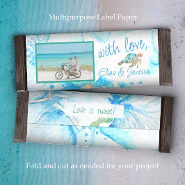 Blauw, Aqua Zee Turtle Wedding Snoep Bar Wrapper