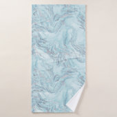Blauw Aqua Zilver Marmer Badhanddoek (Badhanddoek)