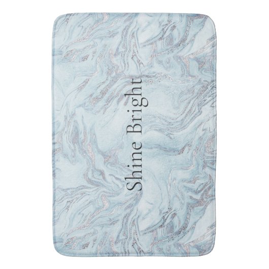Blauw Aqua Zilver Marmer Badmat (Voorkant Verticaal)