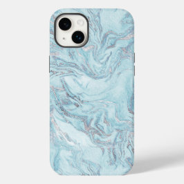 Blauw Aqua Zilver Marmer Case-Mate iPhone 14 Plus Hoesje