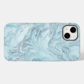 Blauw Aqua Zilver Marmer Case-Mate iPhone Case (Achterkant (horizontaal))