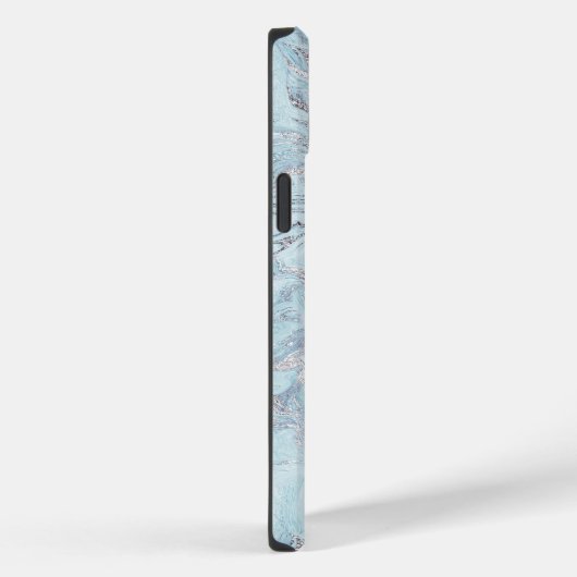 Blauw Aqua Zilver Marmer Case-Mate iPhone Case (Achterkant / Rechts)
