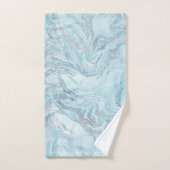 Blauw Aqua Zilver Marmer Handdoek (Handdoek)