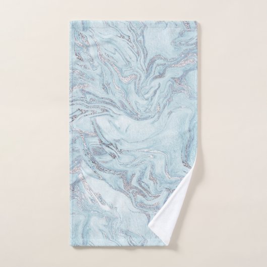 Blauw Aqua Zilver Marmer Handdoek (Handdoek)