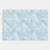 Blauw Aqua Zilver Marmer Inpakpapier Vel (Voorkant 3)