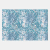 Blauw Aqua Zilver Marmer Inpakpapier Vel (Voorkant 2)