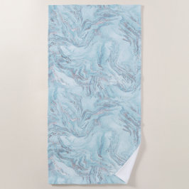 Blauw Aqua Zilver Marmer Strandlaken